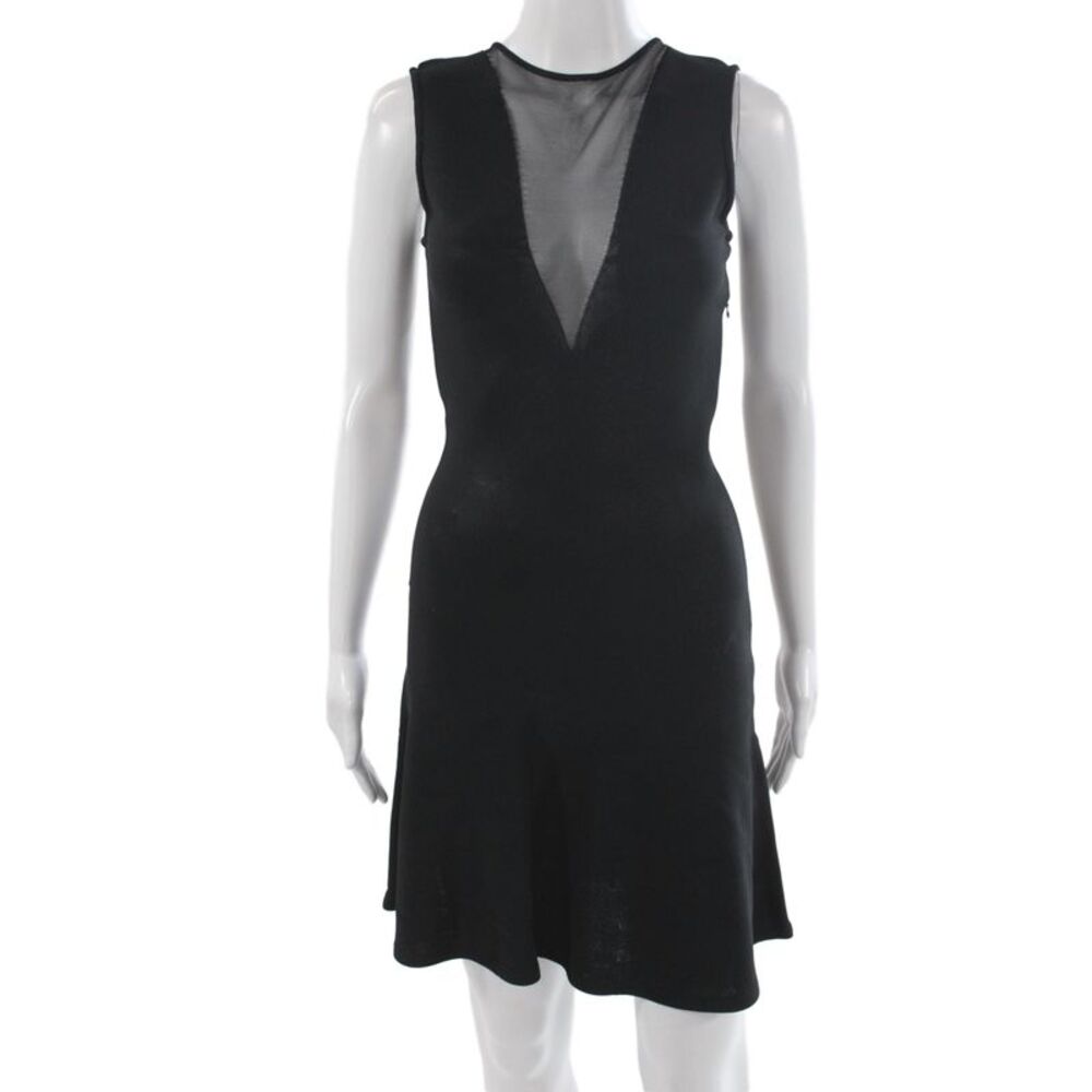 Christian Dior Womens Fit & Flare Dress Black V-Neck Sleeveless Mid-Calf Size S